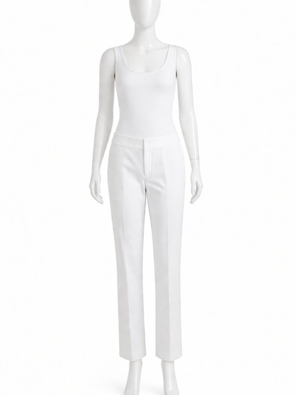 Ralph Lauren Black Label White Flat Front Straight Leg Zip Ankles Pants Size 8 - Picture 2 of 6